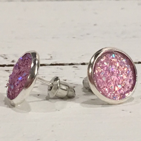 Acrylic ( Druzy Look Like ) Stud Earrings - Picture 2 of 3